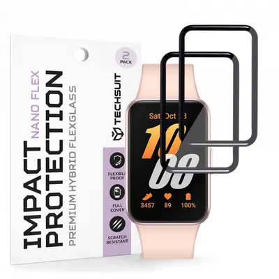 Folie Protectie Techsuit Nano Flex pentru Samsung Galaxy Fit3 R39M, Set 2 bucati, Plastic, Neagra