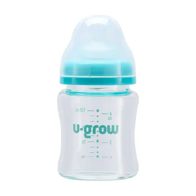Pachet Biberon de sticla 120ml + Tetine 2 bucati, U-Grow