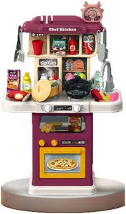 Bucătărie pentru copii Felyx Toys - Little Chef, cu aburi și apă curentă, 64 de piese