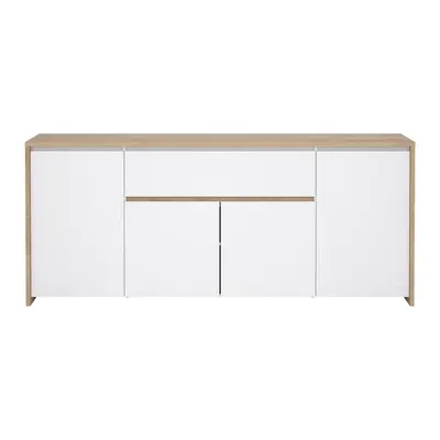 Comodă albă-în culoare naturală cu aspect de lemn de stejar 197x84x48 cm Next – Tvilum