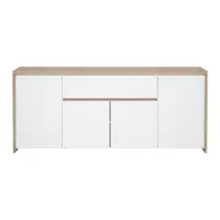Comodă albă-în culoare naturală cu aspect de lemn de stejar 197x84x48 cm Next – Tvilum