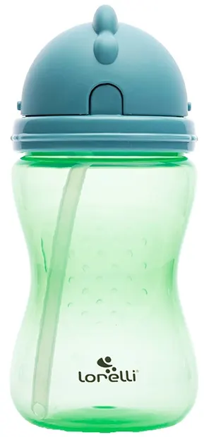 Sticlă sport cu pai Lorelli - 300 ml, albastru