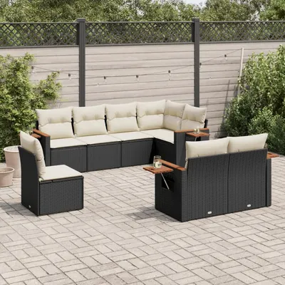 Gossi set mobilier de gradina cu perne, 8 piese, negru, poliratan