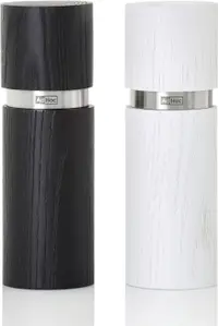 Set de râșnițe pentru sare și piper AdHoc - Textura, 15 cm, alb-negru
