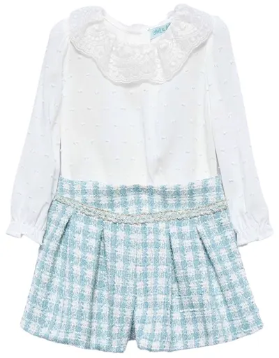 Set de 2 piese Abel & Lula - Bluza cu guler și pantaloni lurex, albastru, 18 luni