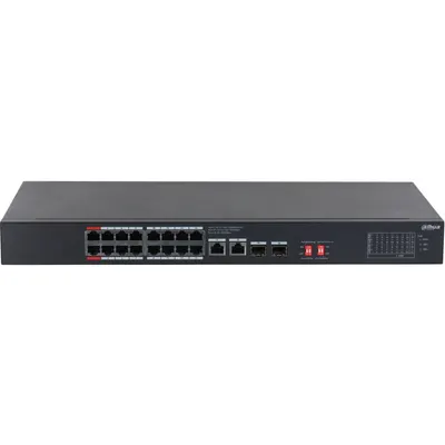 Switch 20 porturi Gigabit Dahua S3220-16GT-190, Unmanaged, 16xPoE, 2x uplink, 2x SFP 1000 Mbps, HiPoE, Watchdog