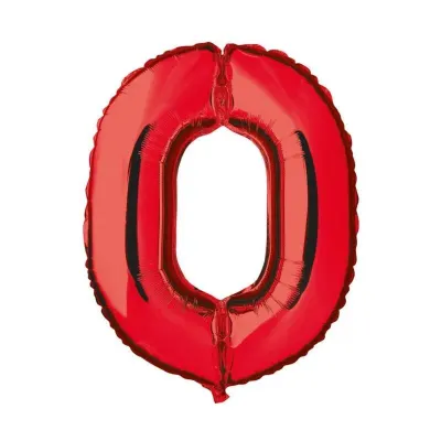 Balon folie cifra rosu metalizat, inaltime 35 cm, pentru aniversare
