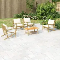 Gossi set mobilier de gradina cu perne alb crem, 2 piese, bambus