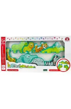 Puzzle din lemn. Litere si animale salbatice