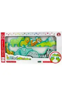 Puzzle din lemn. Litere si animale salbatice