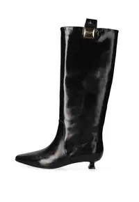 Cizme mid-calf din piele cu toc kitten