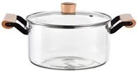 Oală de sticlă Morello - Crystal, 2.5 l, cu mânere din lemn