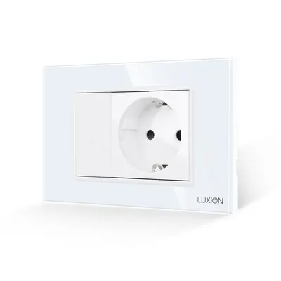 Intrerupator Mecanic Jaluzele + Priza cu Rama din Sticla LUXION, Standard Italian, 3M
