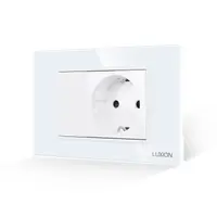 Intrerupator Mecanic Jaluzele + Priza cu Rama din Sticla LUXION, Standard Italian, 3M