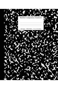 Marbled Composition Notebook: Black Marble Wide Ruled Paper Subject Book