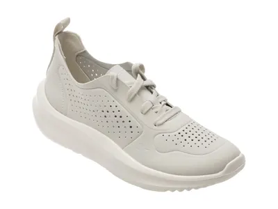 Pantofi sport CLARKS albi, SOLEVANA TIE, din material textil