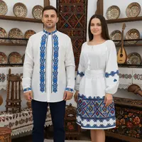 Set Cuplu 605 Camasa Traditionala si Rochie Stilizata cu motive traditionale