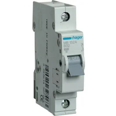 Siguranta automata 1P, 32A, 6kA, curba B Hager MB132A
