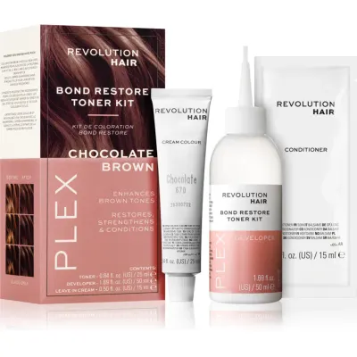Revolution Haircare Plex Bond Restore Kit set pentru a evidentia culoarea parului culoare Chocolate Brown 1 buc