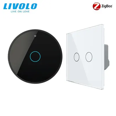 Intrerupator dublu wireless Zigbee generatia noua + hub Zigbee, control de pe smartphone Alb