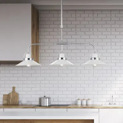 Lampa suspendata Liden 3 Light Bar Pendant White and Polished Chrome