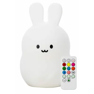 Lampa de veghe, FreeON, Silicon moale, Cu telecomanda si cablu USB, Cu 9 culori diferite si cronometru, Rabbit