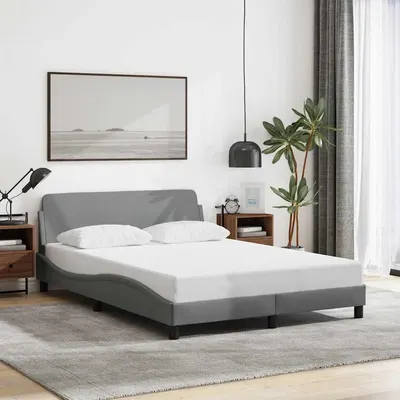 vidaXL Cadru de pat, Dover, gri deschis, 140x200 cm, textil