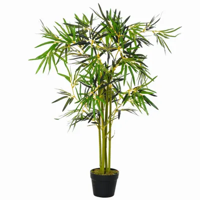 Bambus Artificial in Ghiveci Outsunny, Verde, Inaltime 120cm, Verde | Aosom Romania