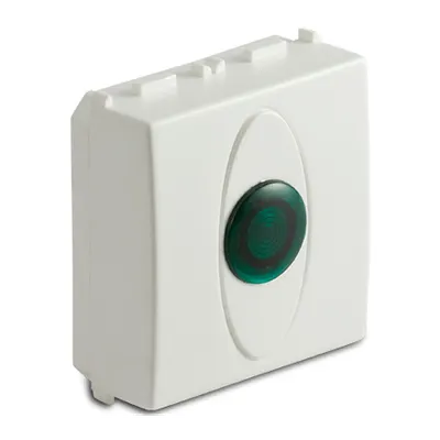 Priza cu lampa lumina verde de usa, 2 module, 220V, alba