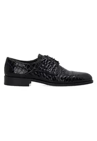Pantofi eleganti din piele lacuita cu motiv mock croc