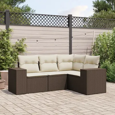 Gossi set canapele de gradina, 4 piese, cu perne, maro poliratan maro