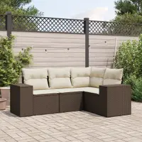 Gossi set canapele de gradina, 4 piese, cu perne, maro poliratan maro