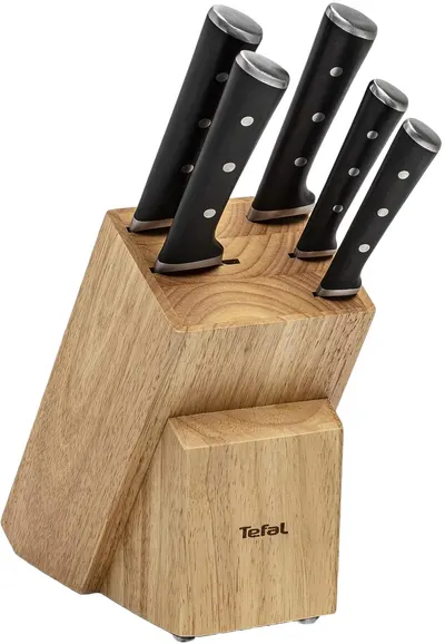 Set de cuțite cu suport din lemn Tefal - Ice Force K232S574, 6 piese