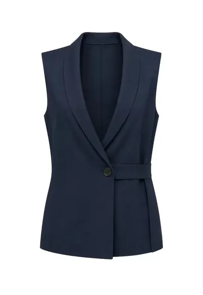 Vesta din bumbac si in - cu curea - casualqwfwqd - Bleumarin