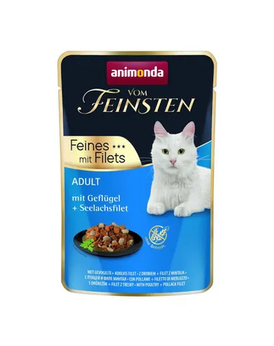 ANIMONDA Vom Feinsten Fines Adult hrană umedă pentru pisici cu pasăre și file de cod Alaska (pollock) 85 g