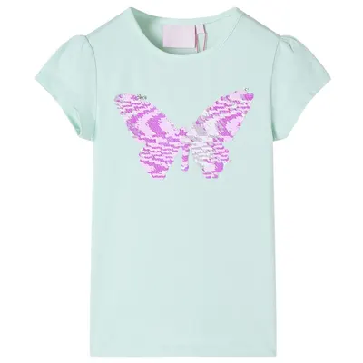 Tricou de copii mâneci tip șapcă, verde mentă, 128