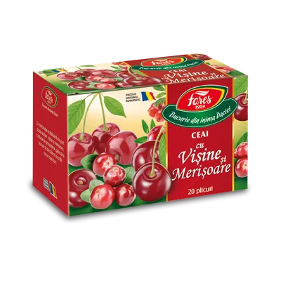 Ceai cu visine si merisoare, 20 plicuri, Fares