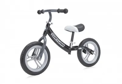Bicicleta copii fara pedale Lorelli Fortuna grey black, varsta 2-5 ani, ghidon reglabil in inaltime de la 51 cm pana la 60 cm, roti din spuma EVA, 11 inch, scaun reglabil de la 33 cm pana la 43 cm
