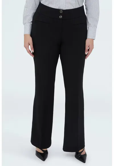 Pantaloni evazati cu talie inalta - Negru