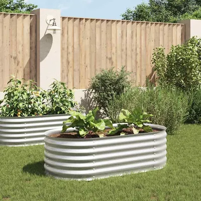 vidaXL Strat înălțat de grădină argintiu 160x80x44 cm oțel galvanizat