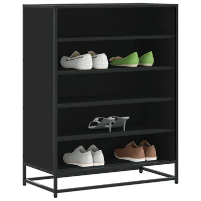 Gossi pantofar, negru, 75x38x97,5 cm, lemn prelucrat/metal