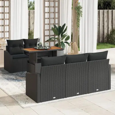 Gossi set de canapele pentru gradina 6 piese cu perne ratan poly negru