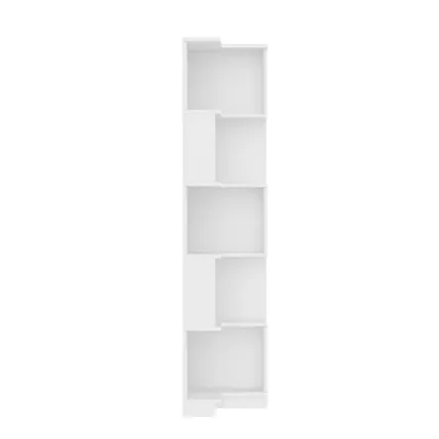 Raft de colț pentru cărți cu bandă de lumină LED cu schimbare de culoare, design în formă de L, spațiu de depozitare în cinci straturi, 63,5x45x175 cm, Alb
