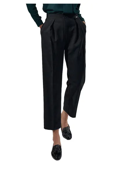 Pantaloni dama M720 - negri - eleganti - talie inalta - poliester