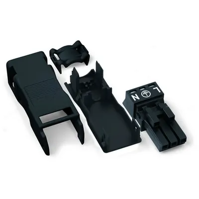 Socket; with strain relief housing; 3-pole; Cod. A; 1,50 mm²; black