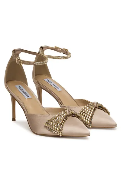 Pantofi dama - stiletto - bej - sintetic - cu fundita
