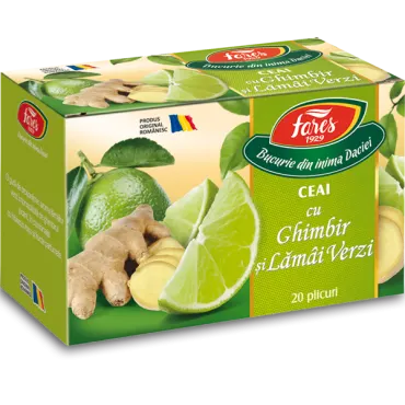 Ceai cu Ghimbir si lamai verzi, 20 plicuri, Fares