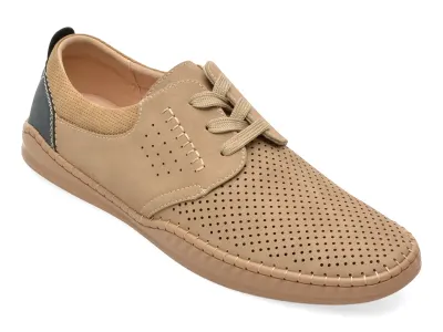 Pantofi BITE THE BULLET bej, H696, din piele naturala