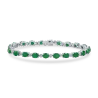 Bratara tennis din aur alb cu smaralde ovale de 7.14ct si diamante de 0.32ct