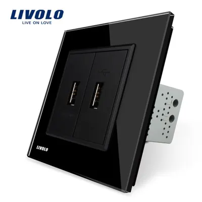 Priza dubla USB Negru